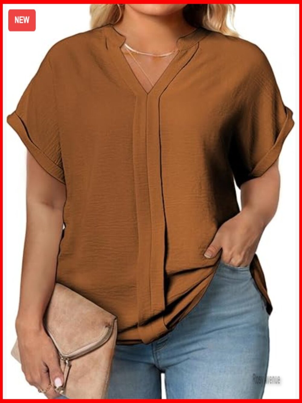 Plus Size V Neck Short Sleeve Blouse Tunic Work Shirt 1X-5X